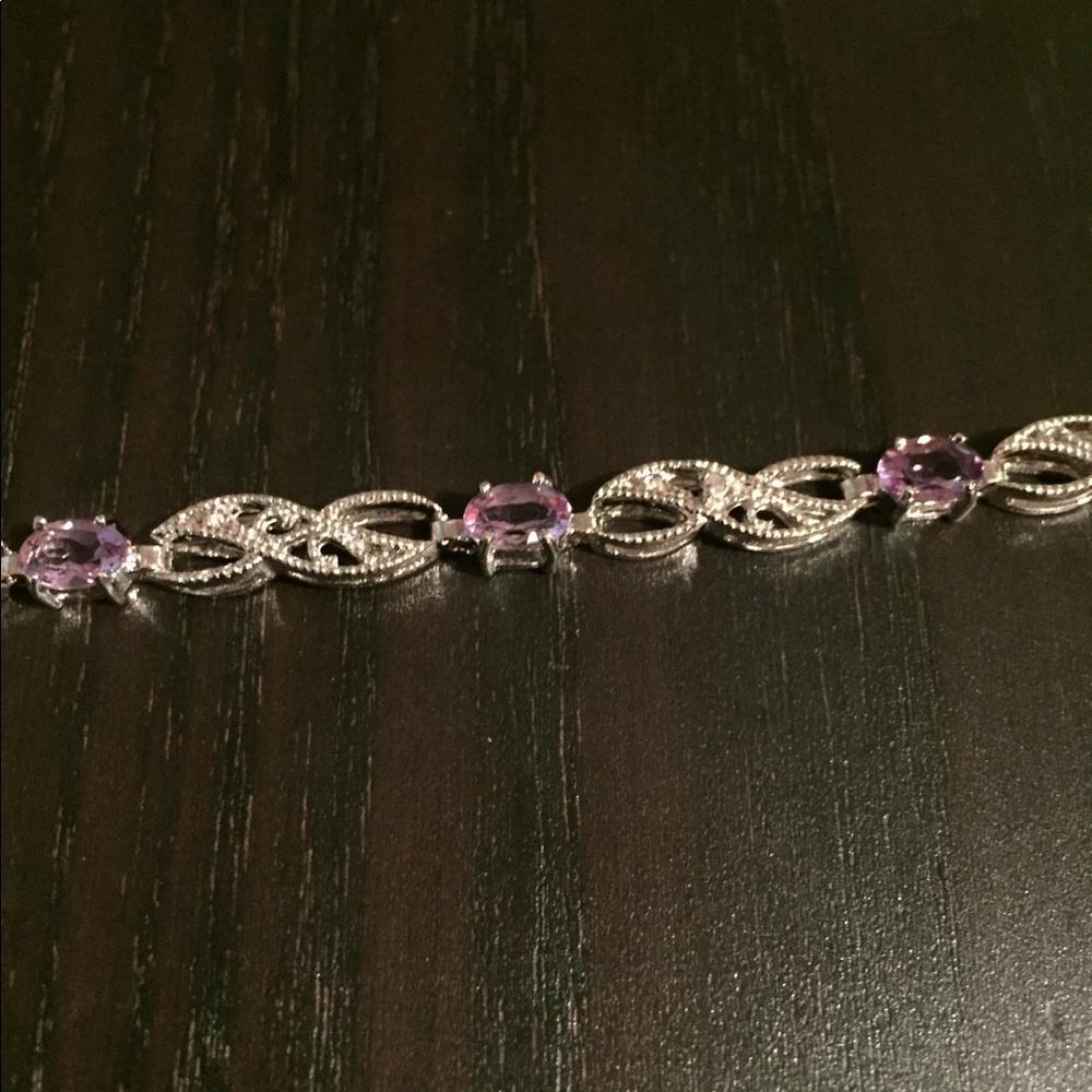 Silver and amethyst bracelet